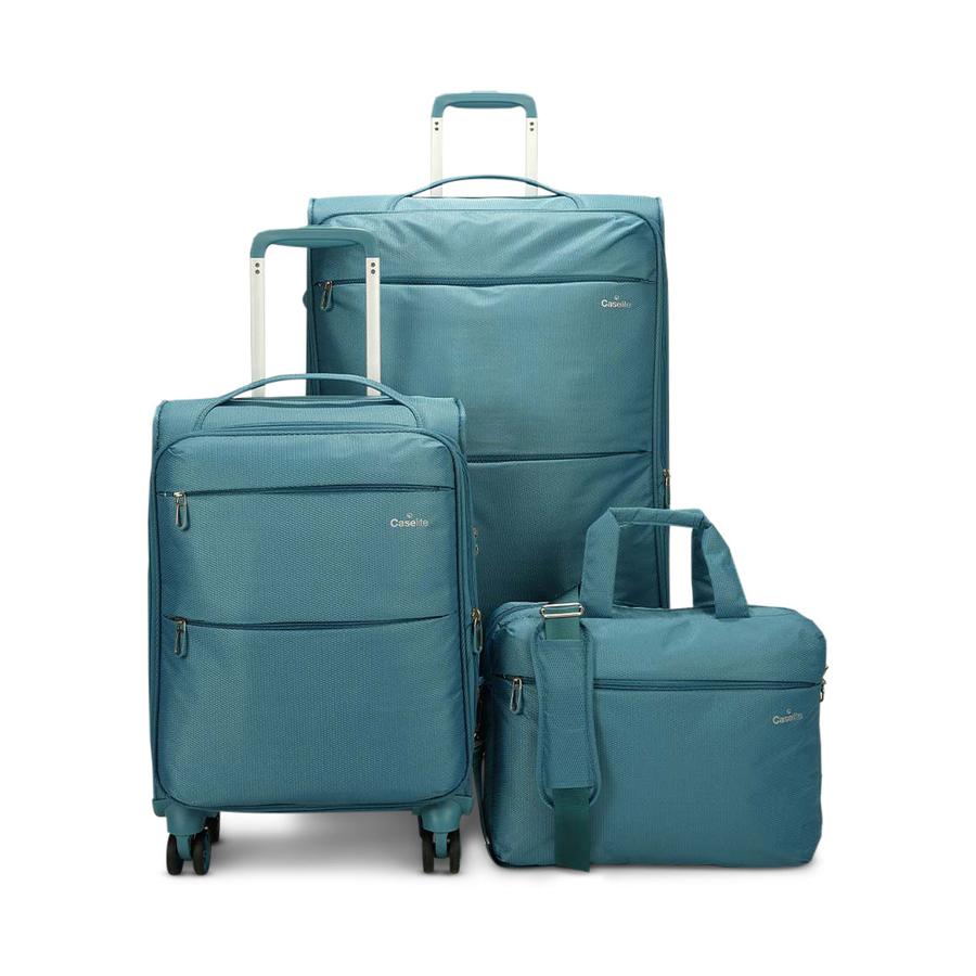 Caselite Ultra 55cm & 80cm Softside Luggage Set with Laptop Bag Teal Teal