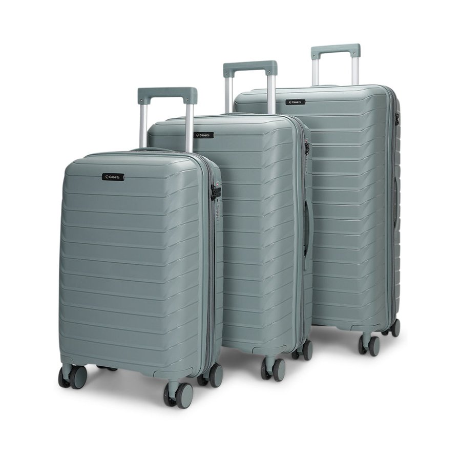 Caselite Expedition 56cm, 65cm & 75cm Hardside Luggage Set Grey Green Grey Green