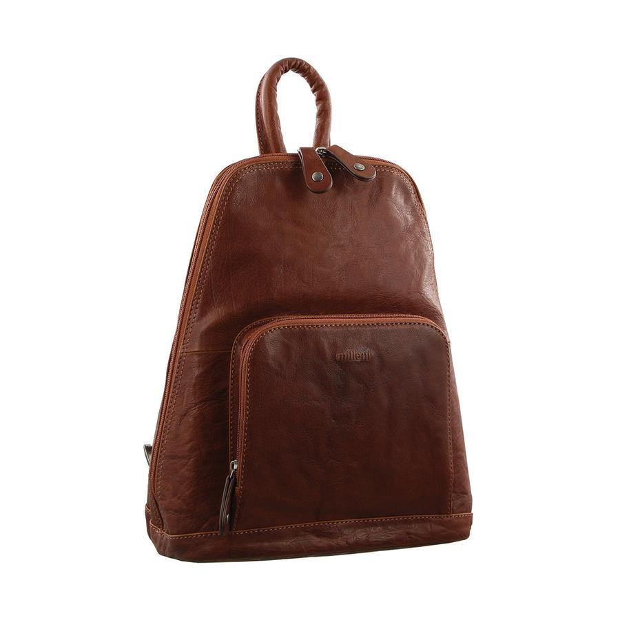 Milleni Anya Women's Leather Twin Zip Backpack Chestnut Chestnut