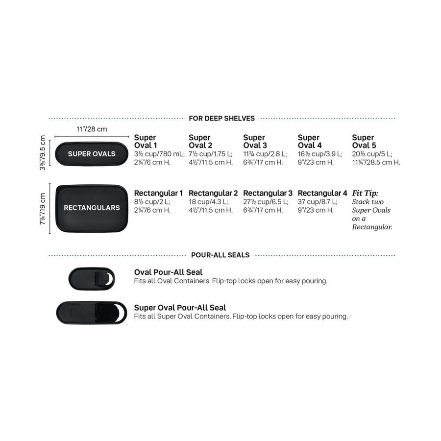 Tupperware Modular Mates Oval #1 (Set of 4) Black Black