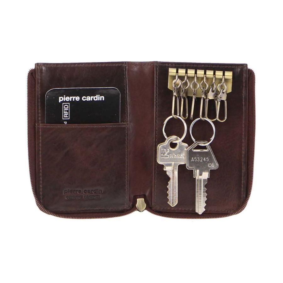 Pierre Cardin Vesper Italian Leather Key/Credit Card Holder Dark Chocolate Dark Chocolate