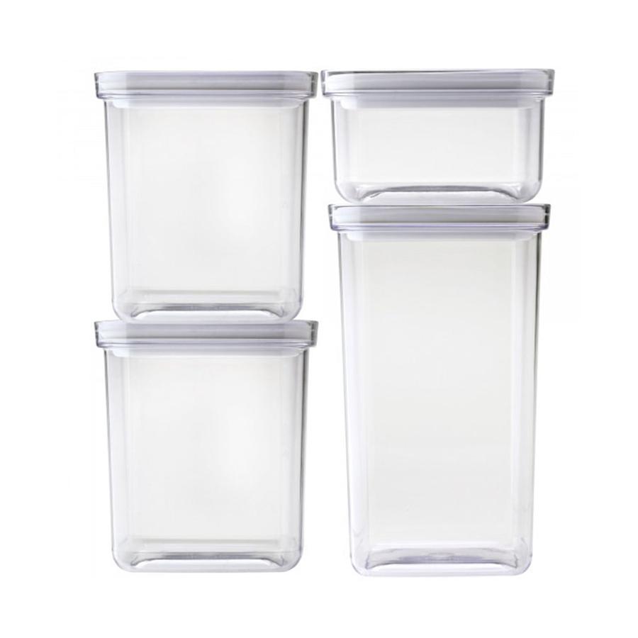 Pyrex Canister Rectangle 4 Piece Set Clear Clear
