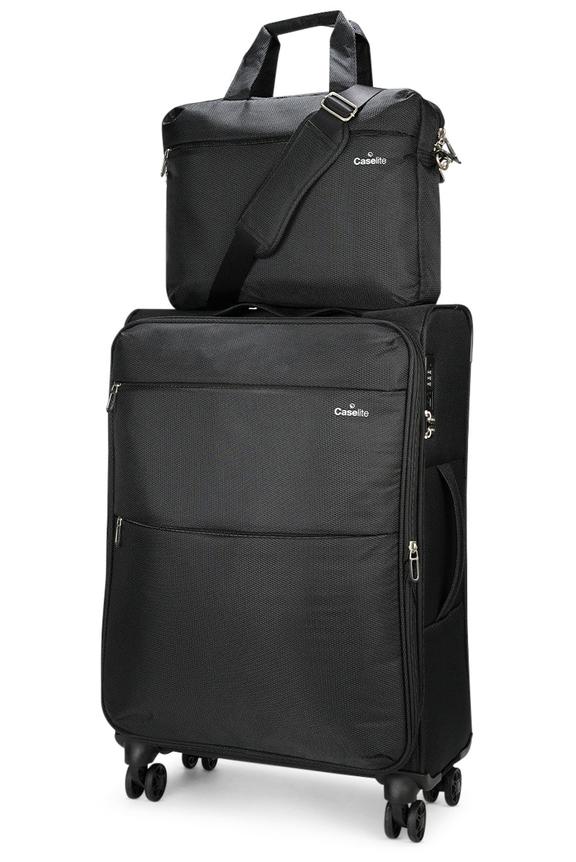 Caselite Ultra 69cm Softside Checked Suitcase & Laptop Bag Set Black