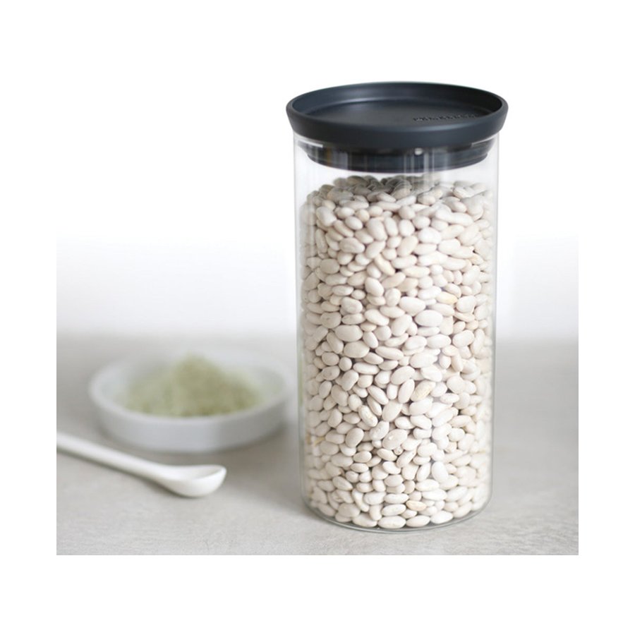 Brabantia Stackable Glass Jar (1.1L) Dark Grey Dark Grey
