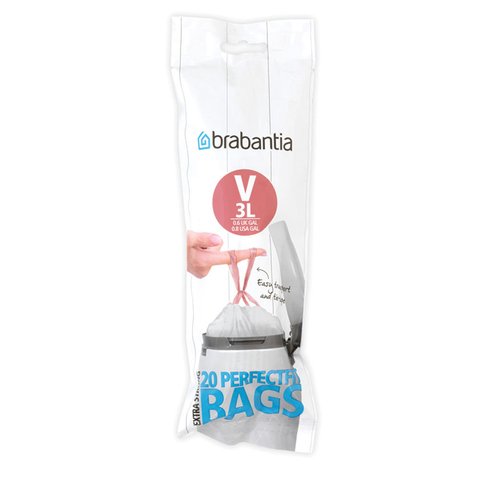 Brabantia PerfectFit Bags Code V (3L) Pack of 20 White