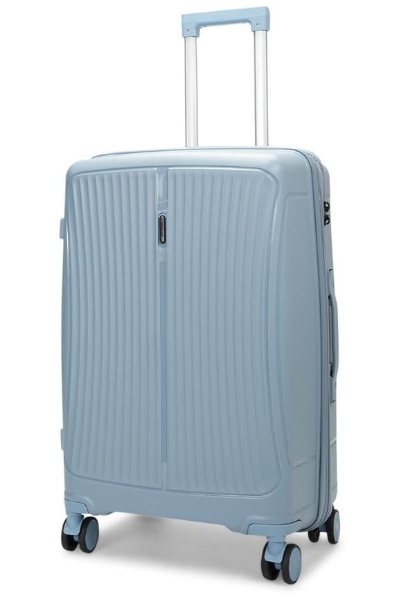 Caselite Quest 65cm Hardside Checked Suitcase Steel Blue