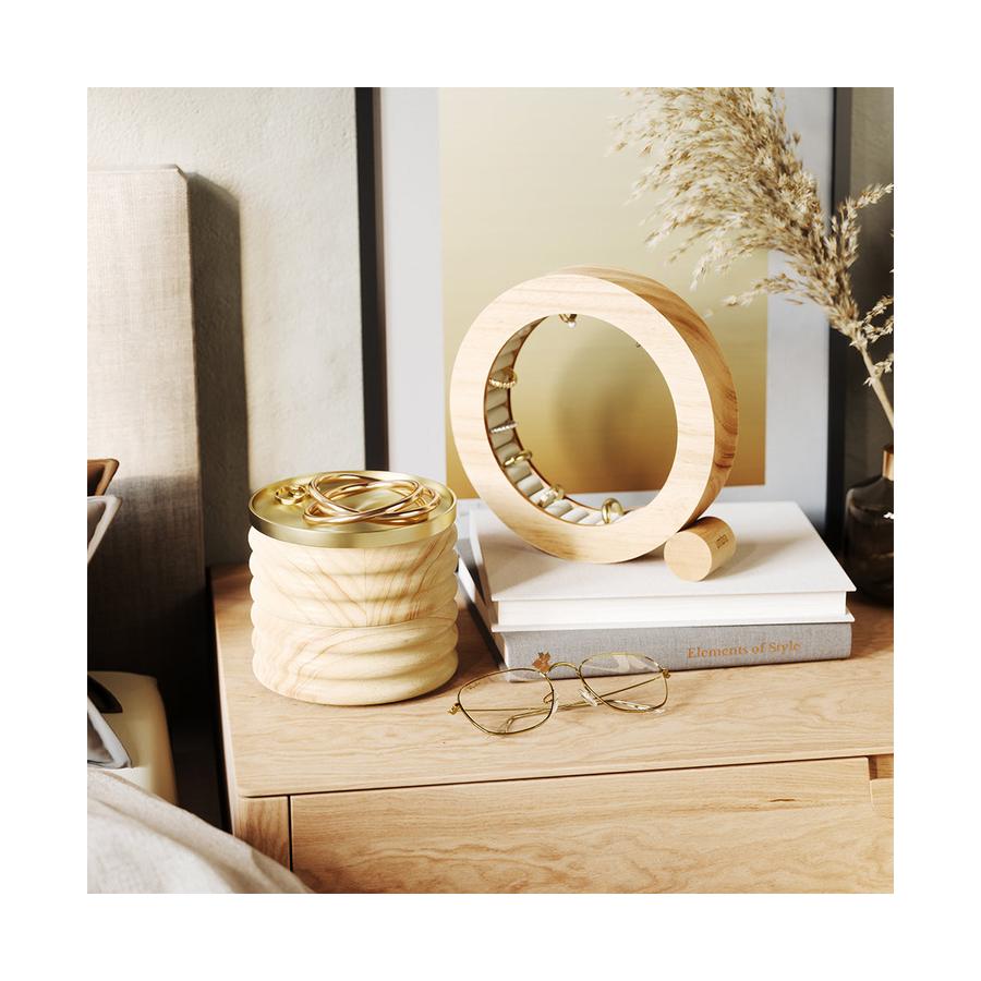 Umbra Tesora Wood Jewellery Box Natural/Brass Natural/Brass