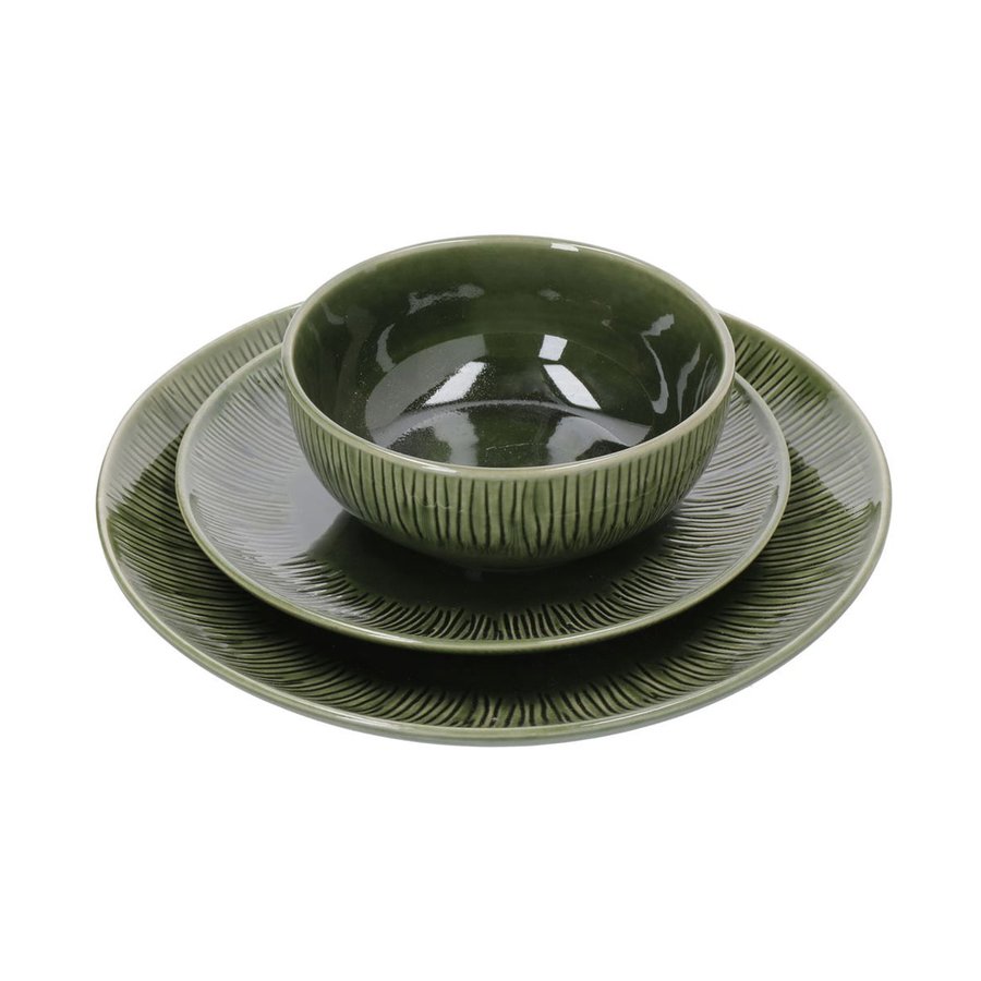 Mikasa Jardin 12-Piece Stoneware Dinner Set Green Green