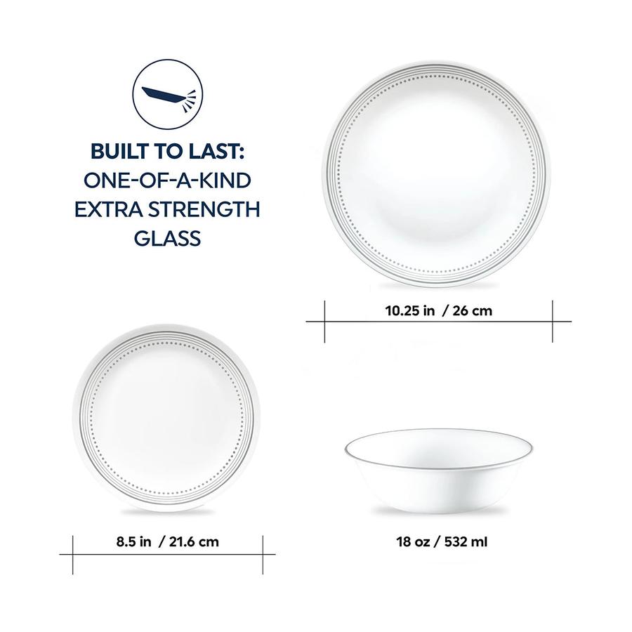 Corelle Mystic Gray 12 Piece Dinner Set White White