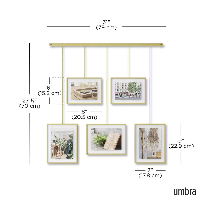 Umbra Exhibit Wall Picture Frames (Set of 5) Matte Brass Matte Brass