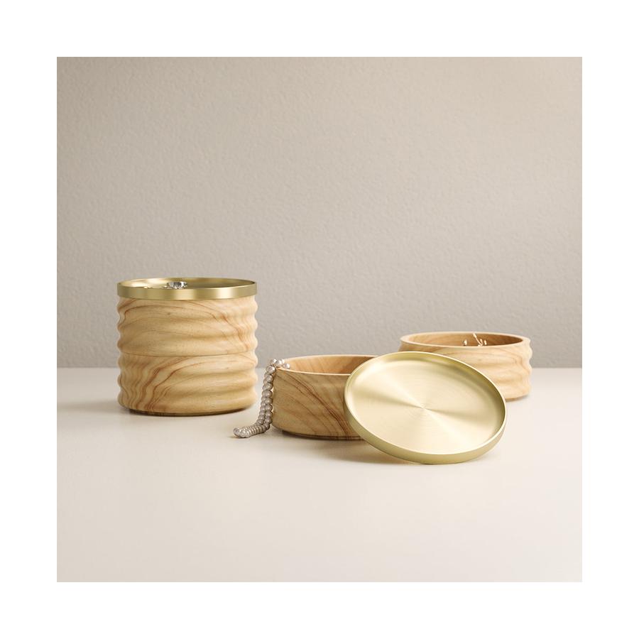 Umbra Tesora Wood Jewellery Box Natural/Brass Natural/Brass