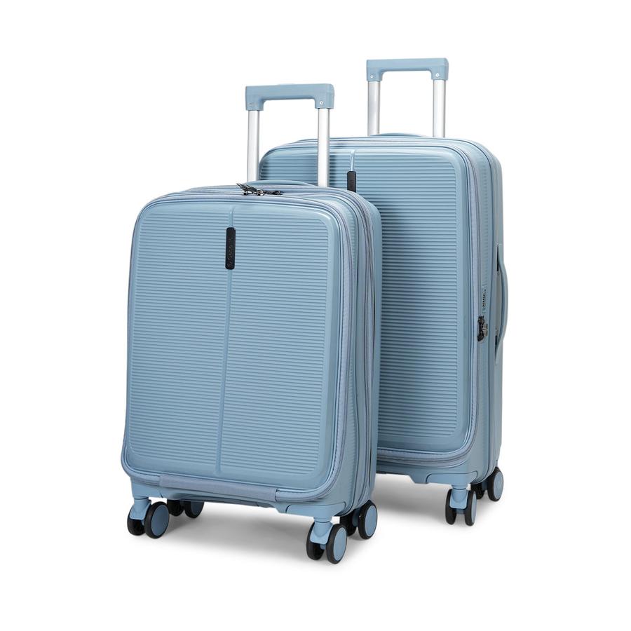 Caselite Venture 57cm & 66cm Top Open Hardside Luggage Set Grey Blue Grey Blue