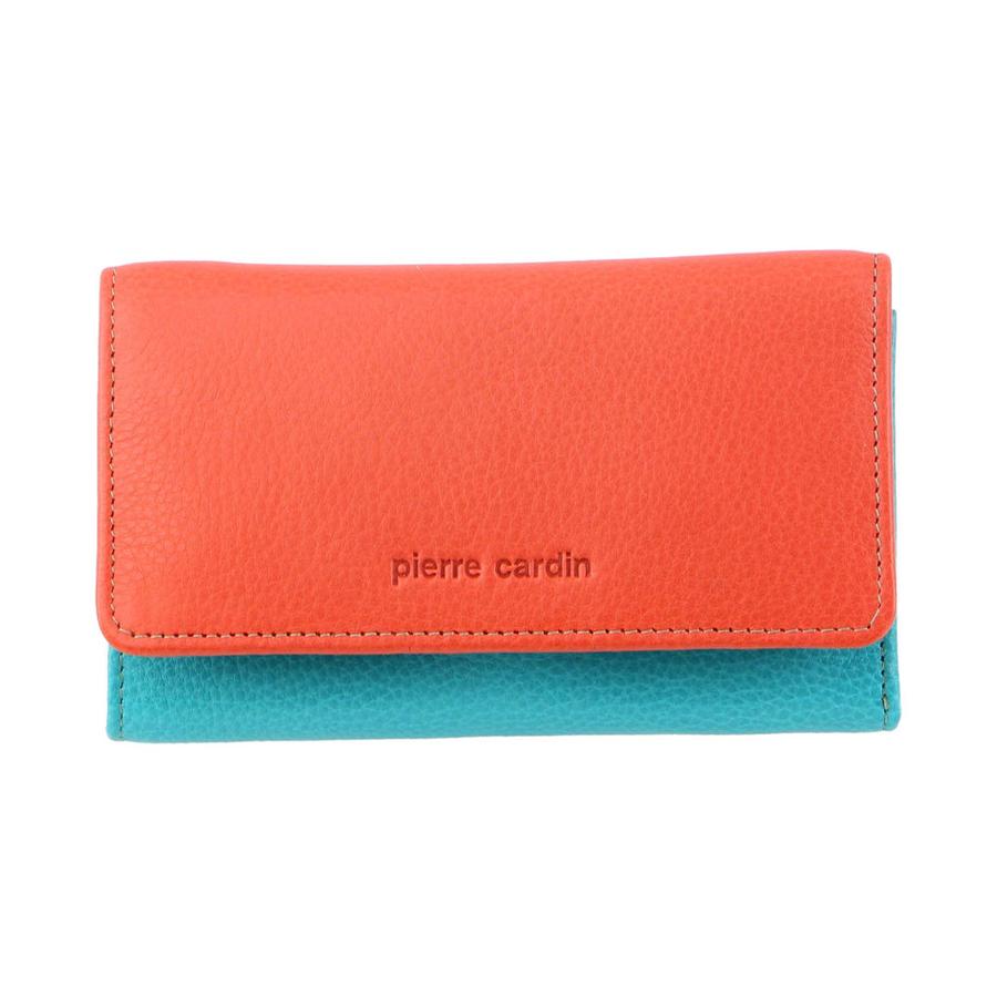 Pierre Cardin Nessa Women's Italian Leather RFID Wallet Orange/Turquoise Orange/Turquoise