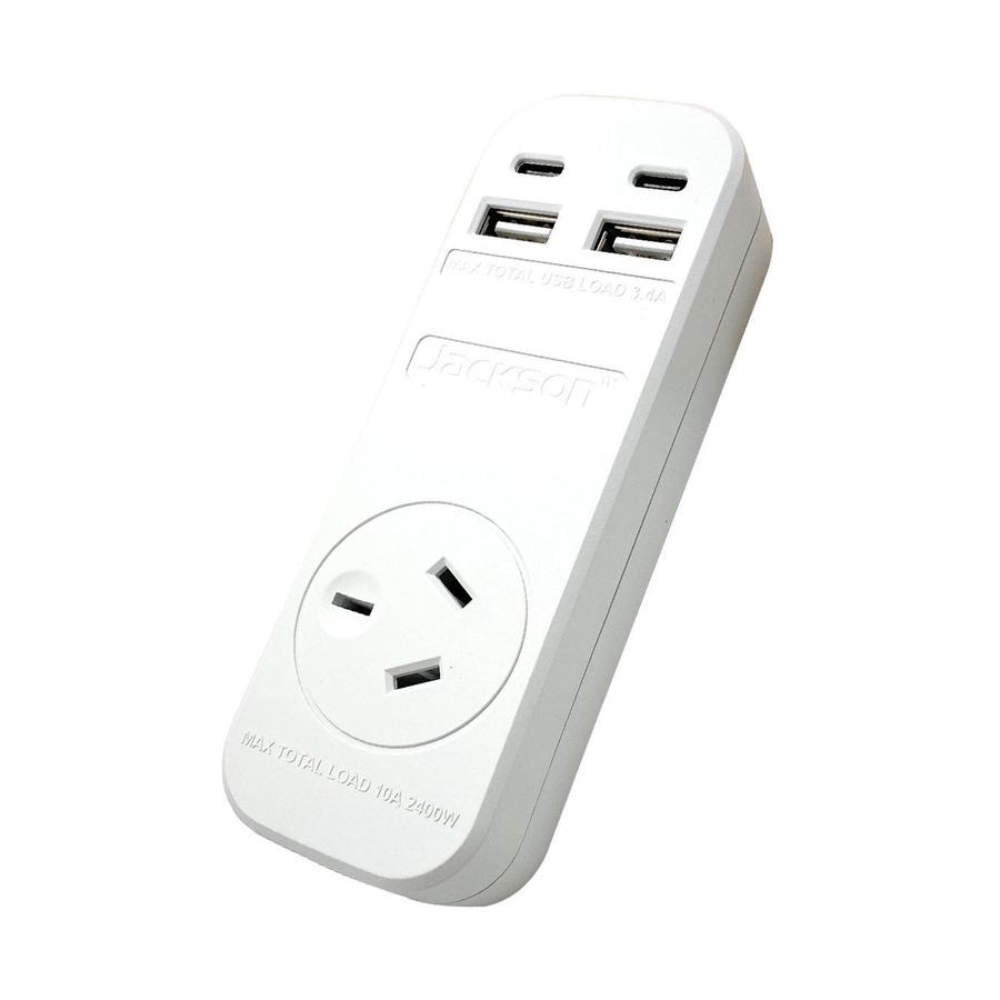 Jackson USB & USB-C Portable Powerboard White White