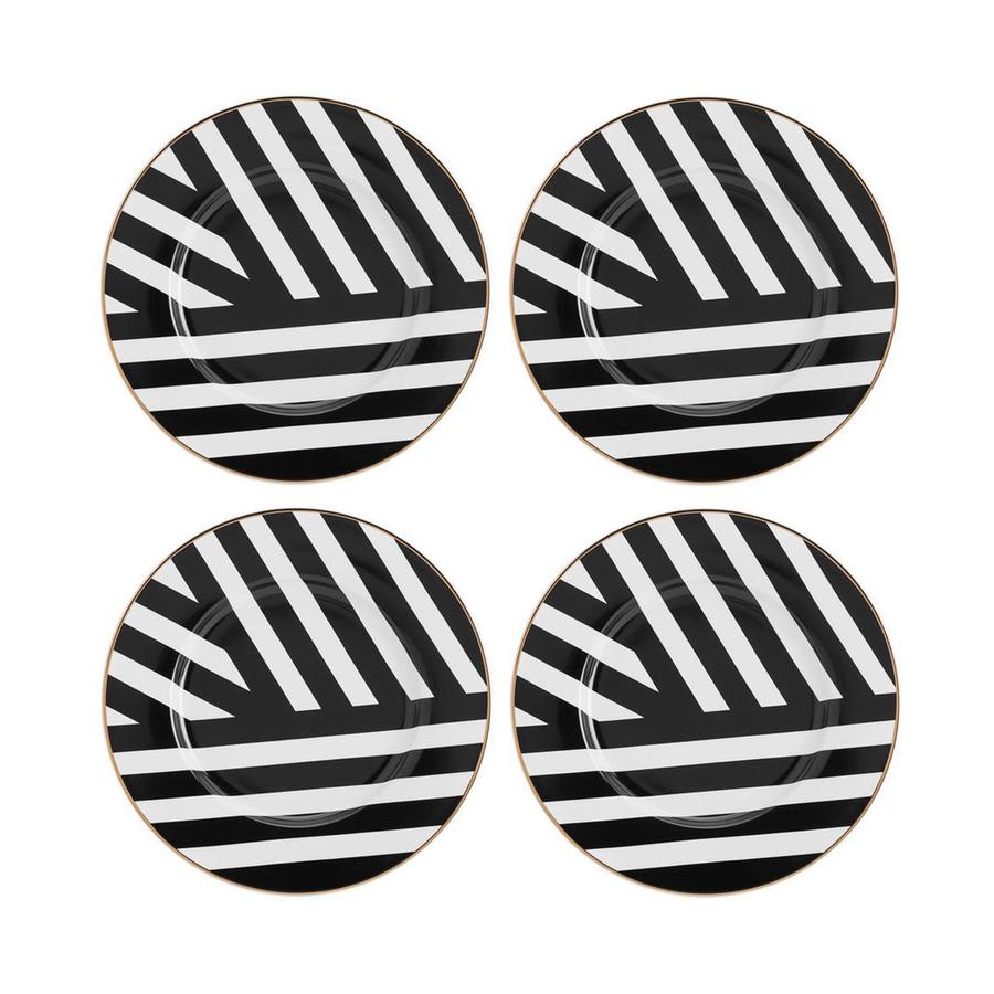 Mikasa Luxe Deco 12-Piece China Dinner Set Black/White Black/White