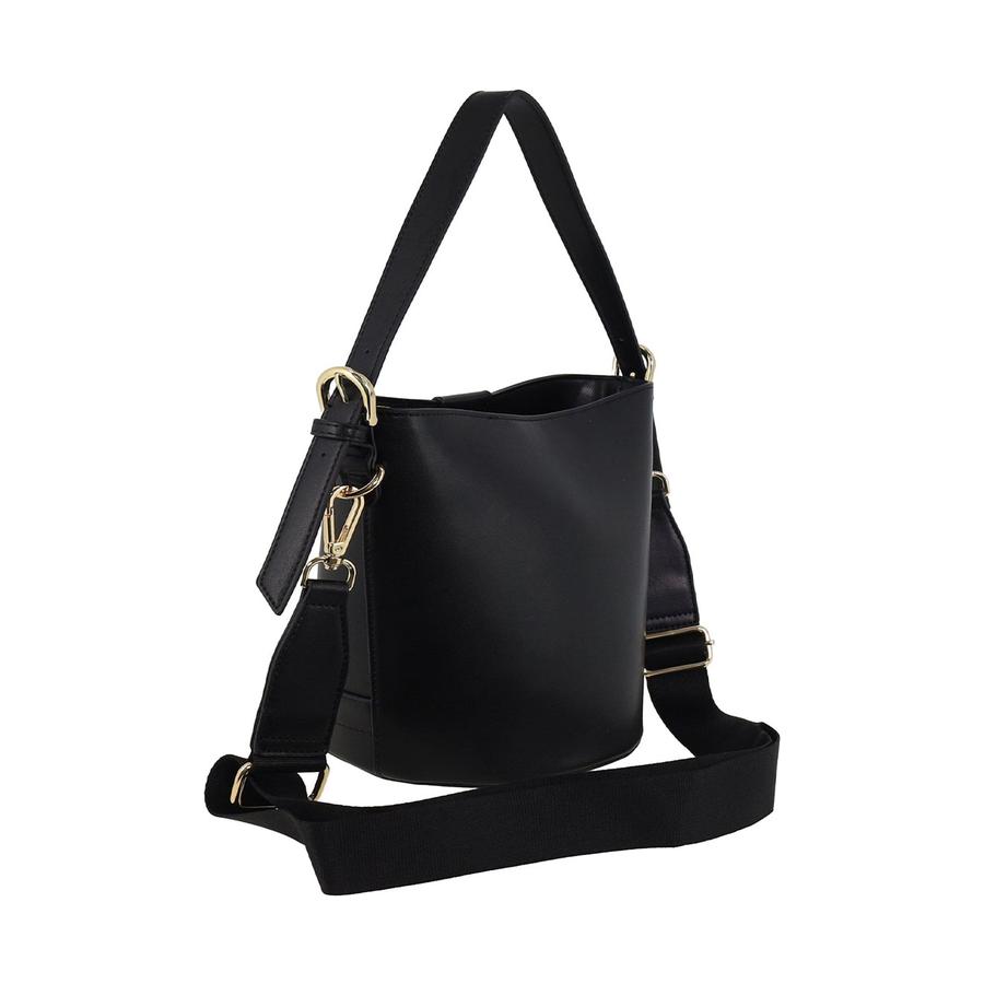 Milleni Eden Ladies Vegan Leather Bucket Crossbody Bag Black Black