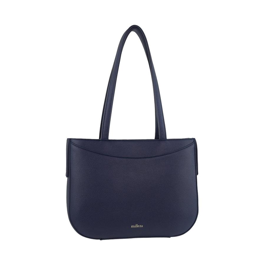 Milleni Luma Ladies Vegan Leather Fashion Shoulder Tote Bag Navy Navy