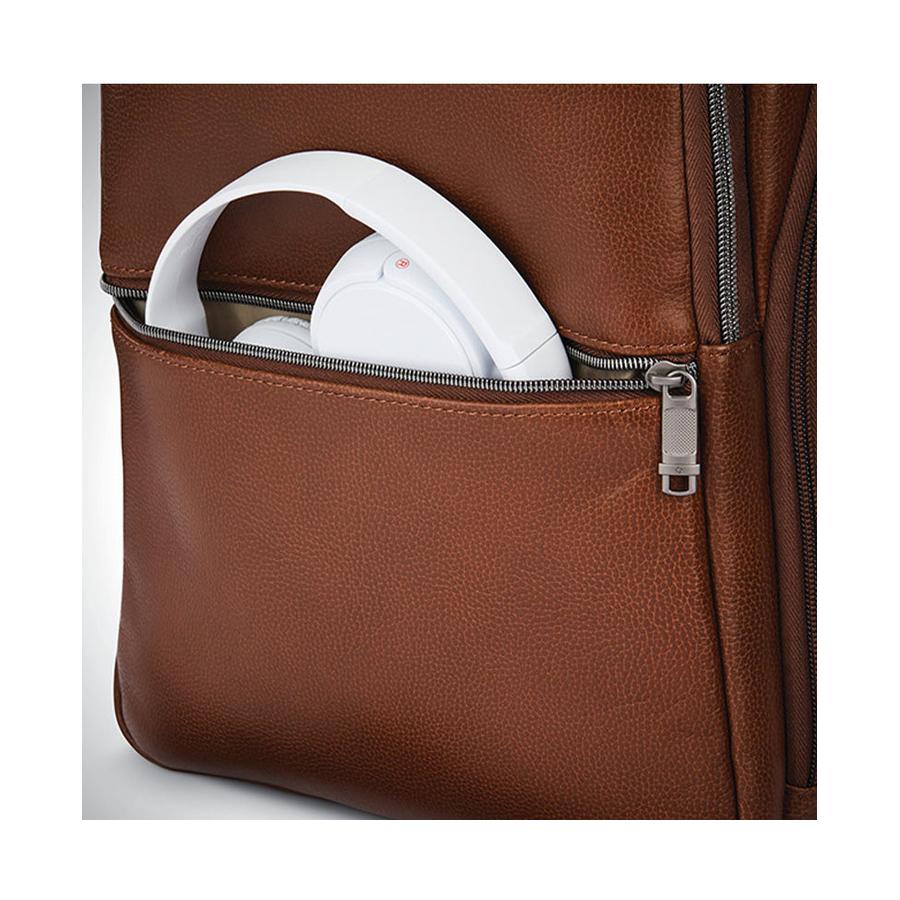 Samsonite Classic Leather Slim Laptop Backpack Cognac Cognac