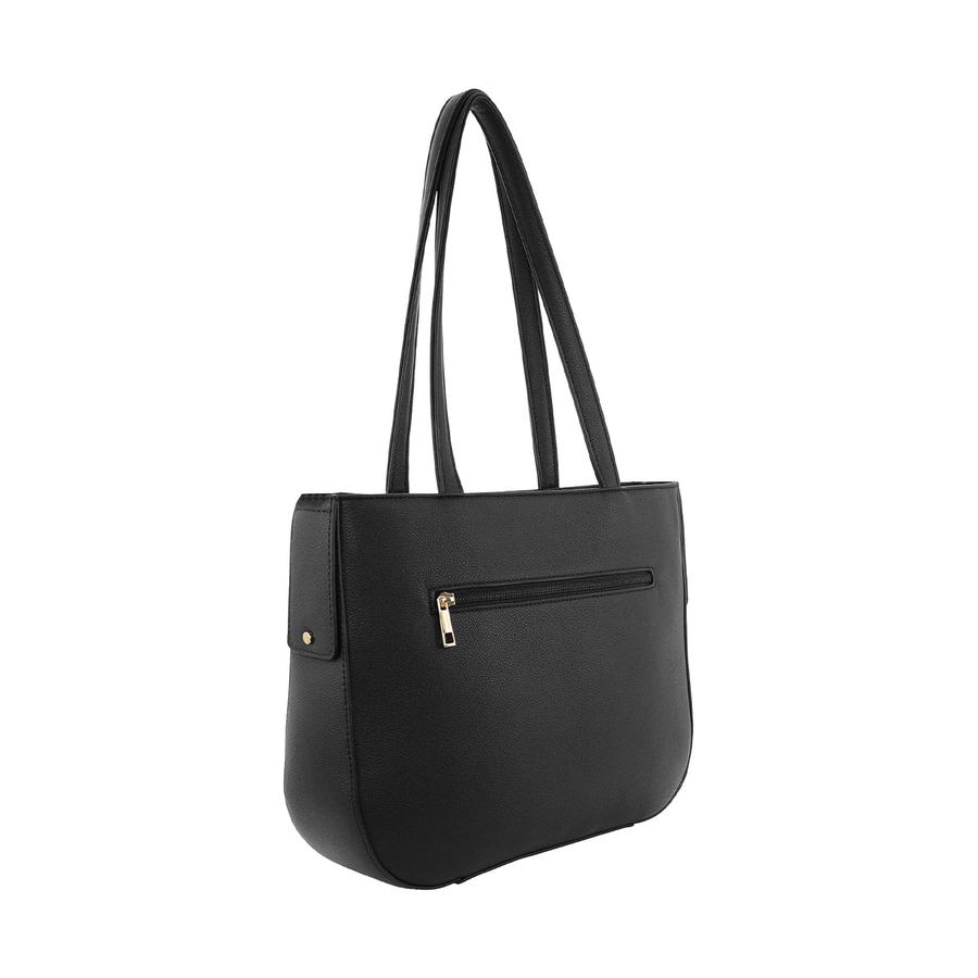 Milleni Luma Ladies Vegan Leather Fashion Shoulder Tote Bag Black Black