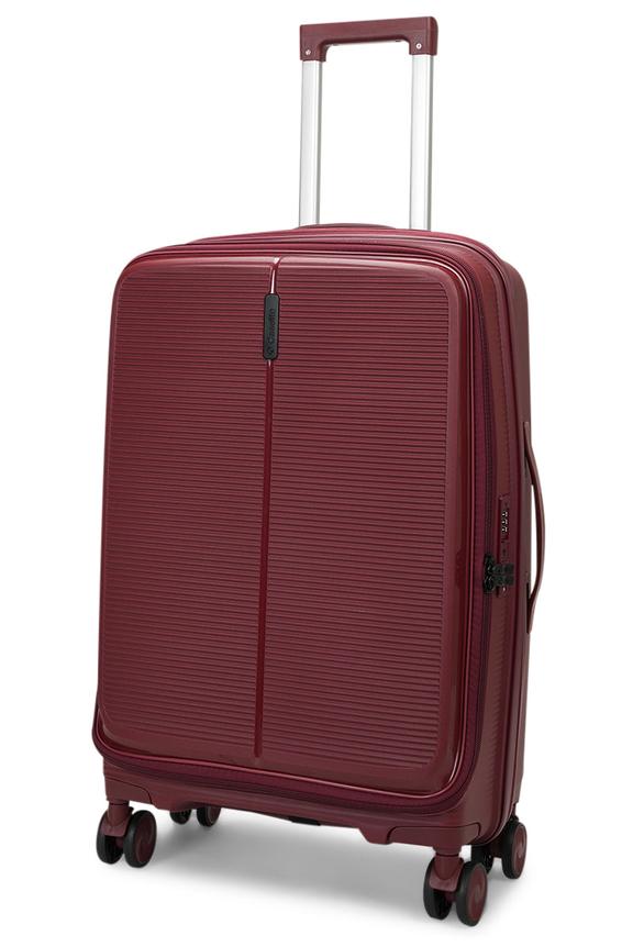 Caselite Venture 66cm Top Open Hardside Checked Suitcase Dark Red