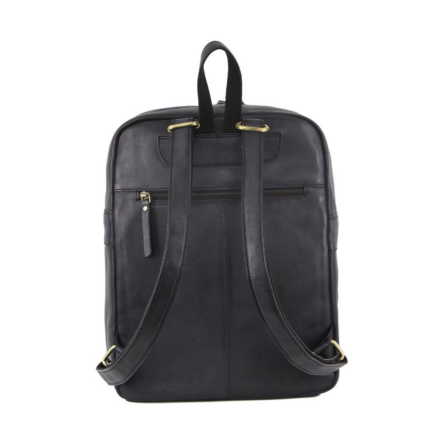 Pierre Cardin Lily Vintage Leather Laptop Backpack Black Black