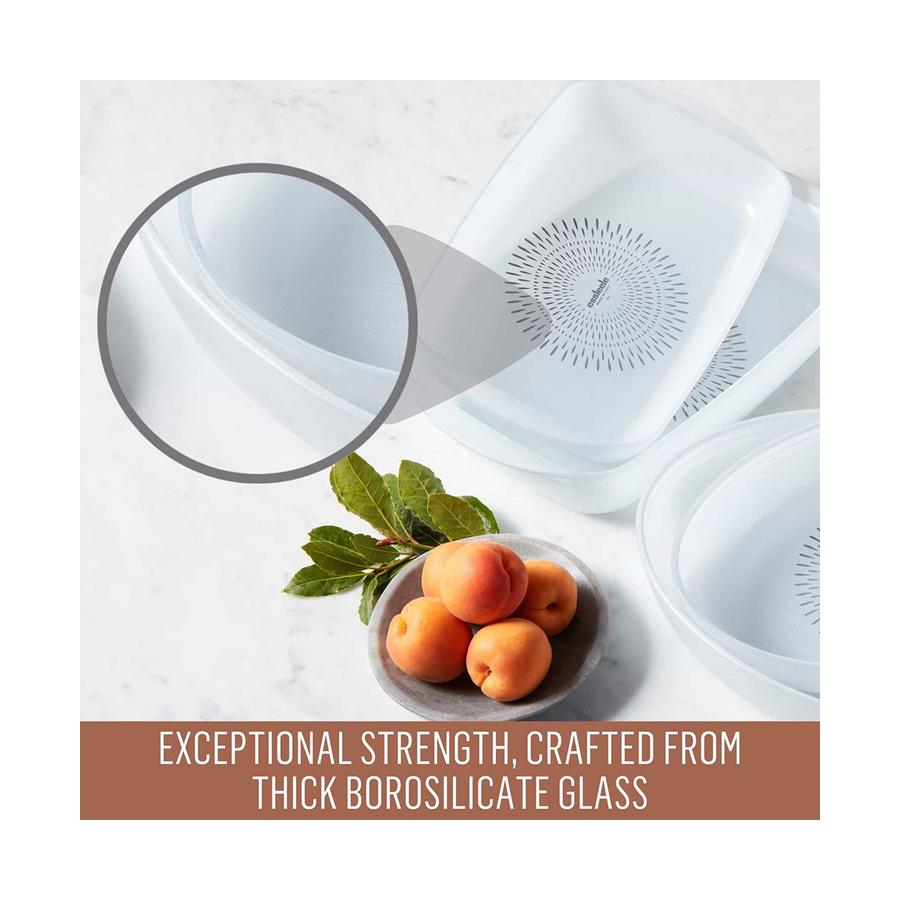Essteele Glass Ceramic Nonstick 3.9L Covered Casserole White White