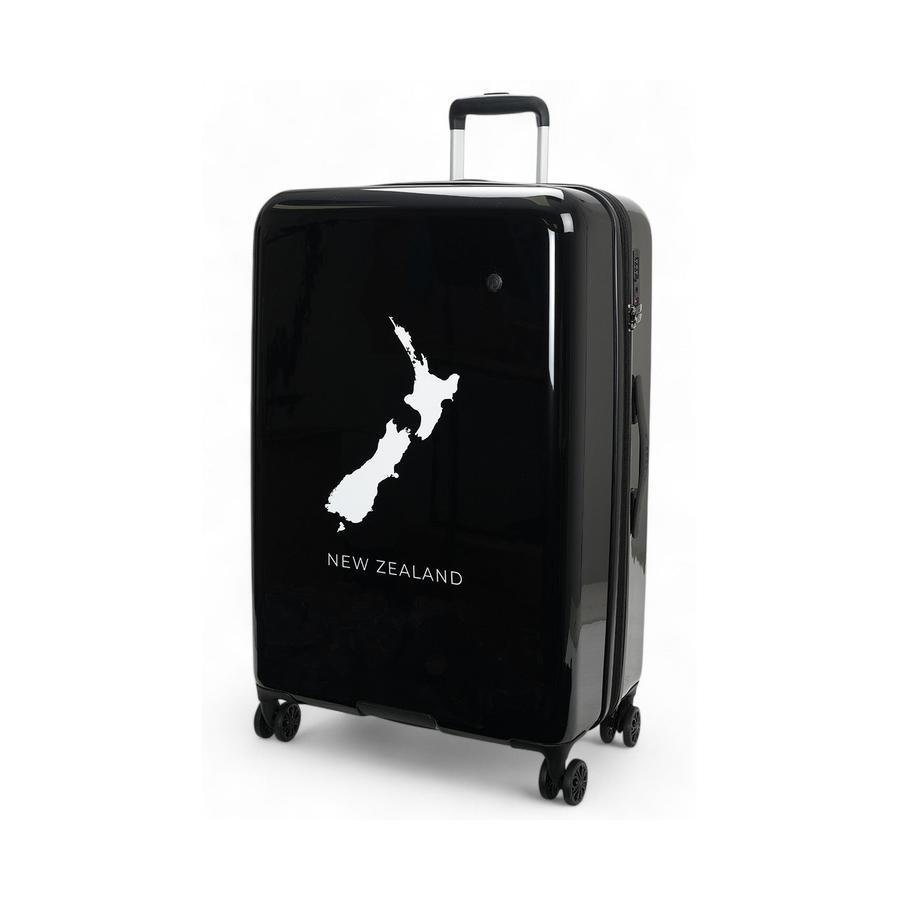 Caselite NZ Map 77cm Hardside Checked Suitcase Black Black