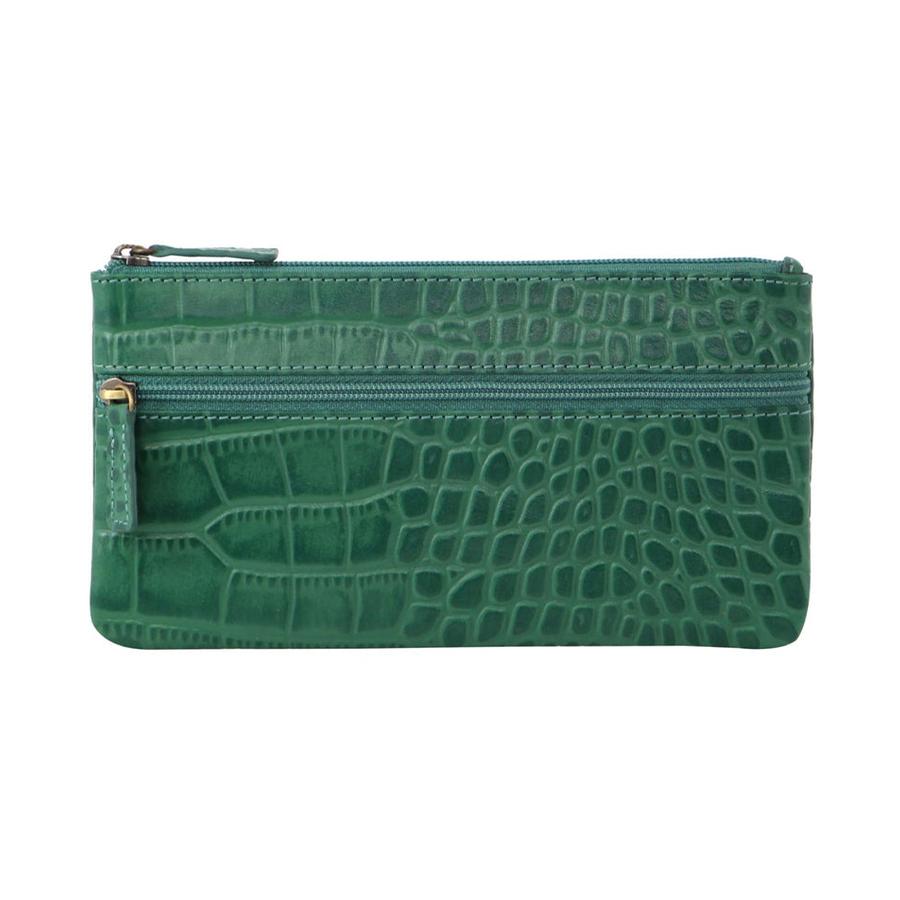 Pierre Cardin Tegan Women's Italian Leather Phone Wallet Croc Green Croc Green