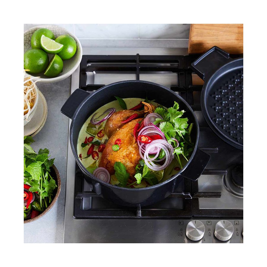 Stanley Rogers Cast Iron 24cm (3.5L) French Oven Grill Duo Midnight Blue Midnight Blue