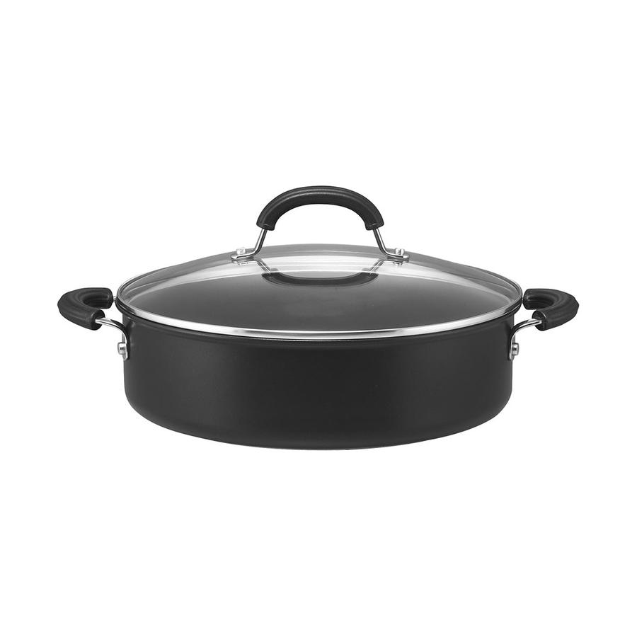 Circulon Total Hard Anodised 28cm (4.7L) Covered Sauteuse Pan Black Black