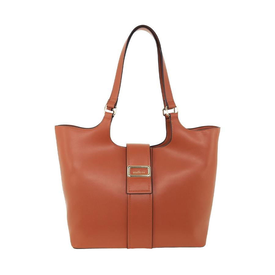Milleni Aeris Ladies Vegan Leather Fashion Caryall Tote Bag Tan Tan