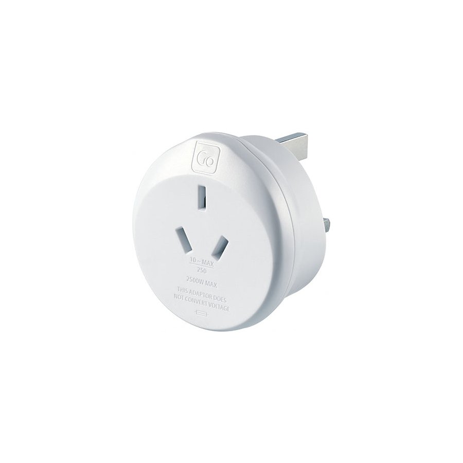 Go Travel NZ & AUS to UK Travel Adapter White White