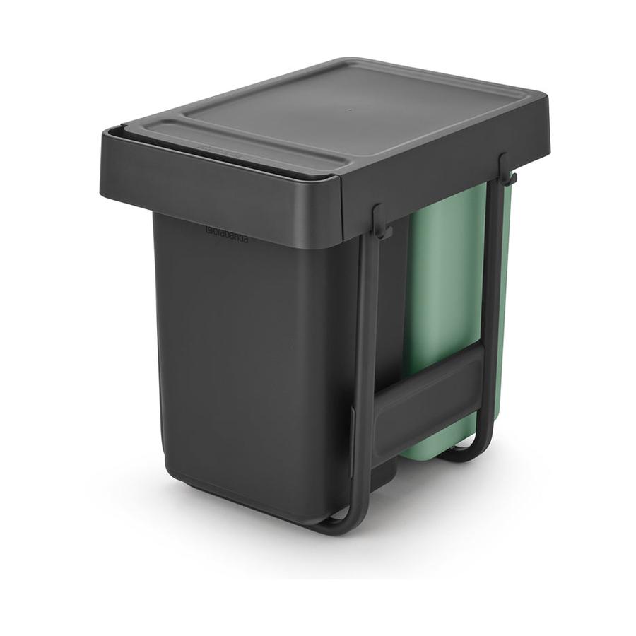 Brabantia Sort & Go Built-In Bin (2 x15L) Dark Grey & Jade Green Dark Grey & Jade Green