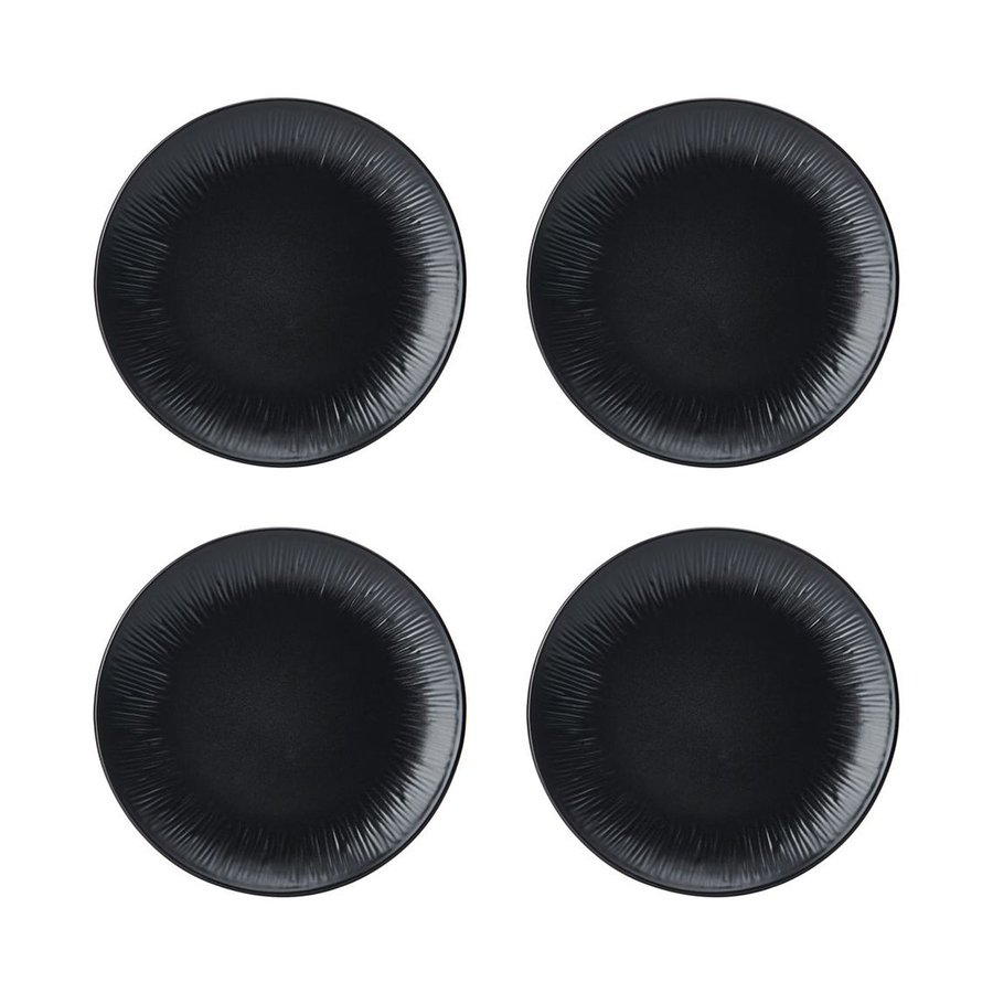 Mikasa Jardin Midnight 12-Piece Stoneware Dinner Set Black Black