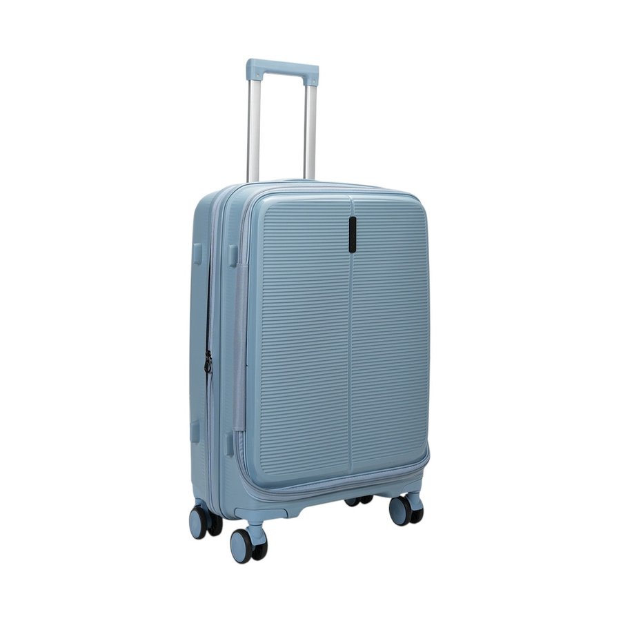 Caselite Venture 66cm Top Open Hardside Checked Suitcase Grey Blue Grey Blue