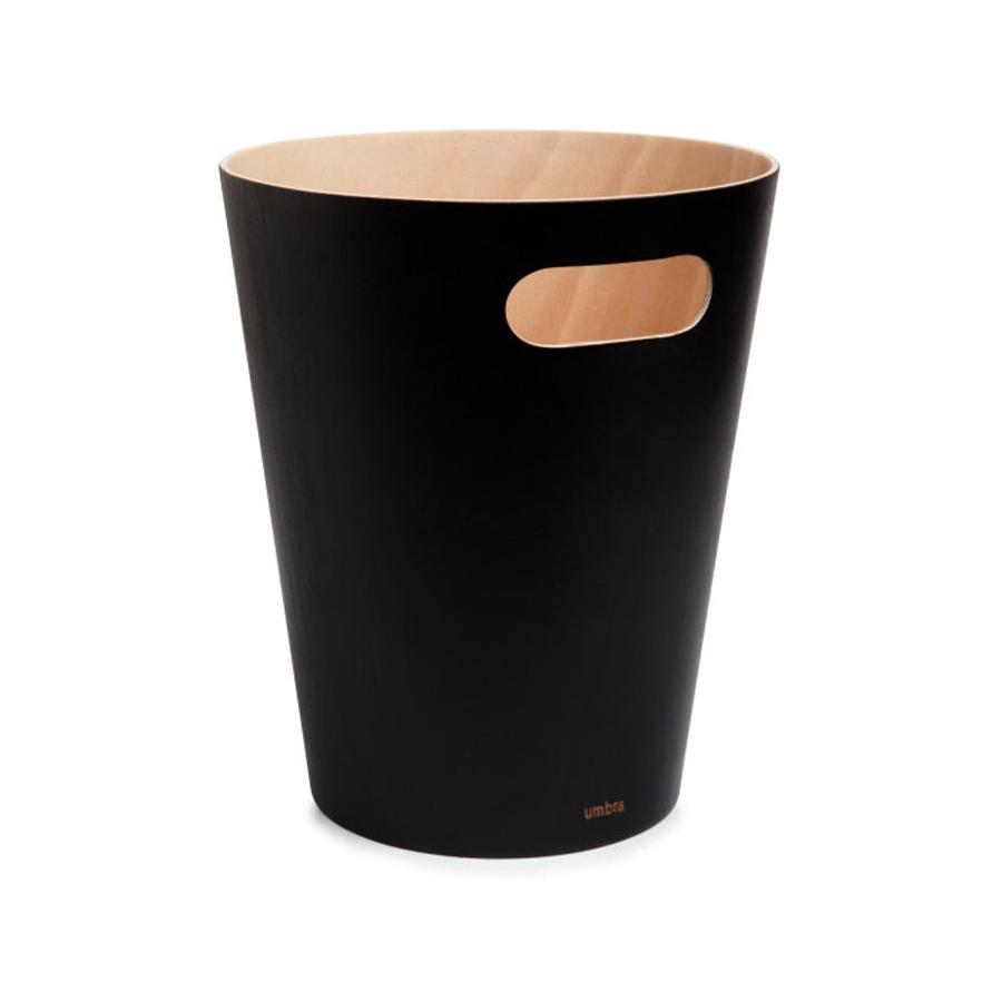 Umbra Woodrow Trash Can (7.5L) Black/Natural Black/Natural