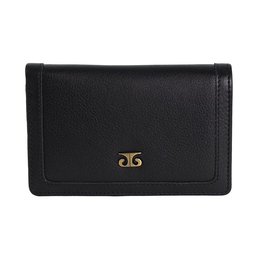 Pierre Cardin Shayla Ladies Leather Snap Button Bi-Fold Wallet Black Black