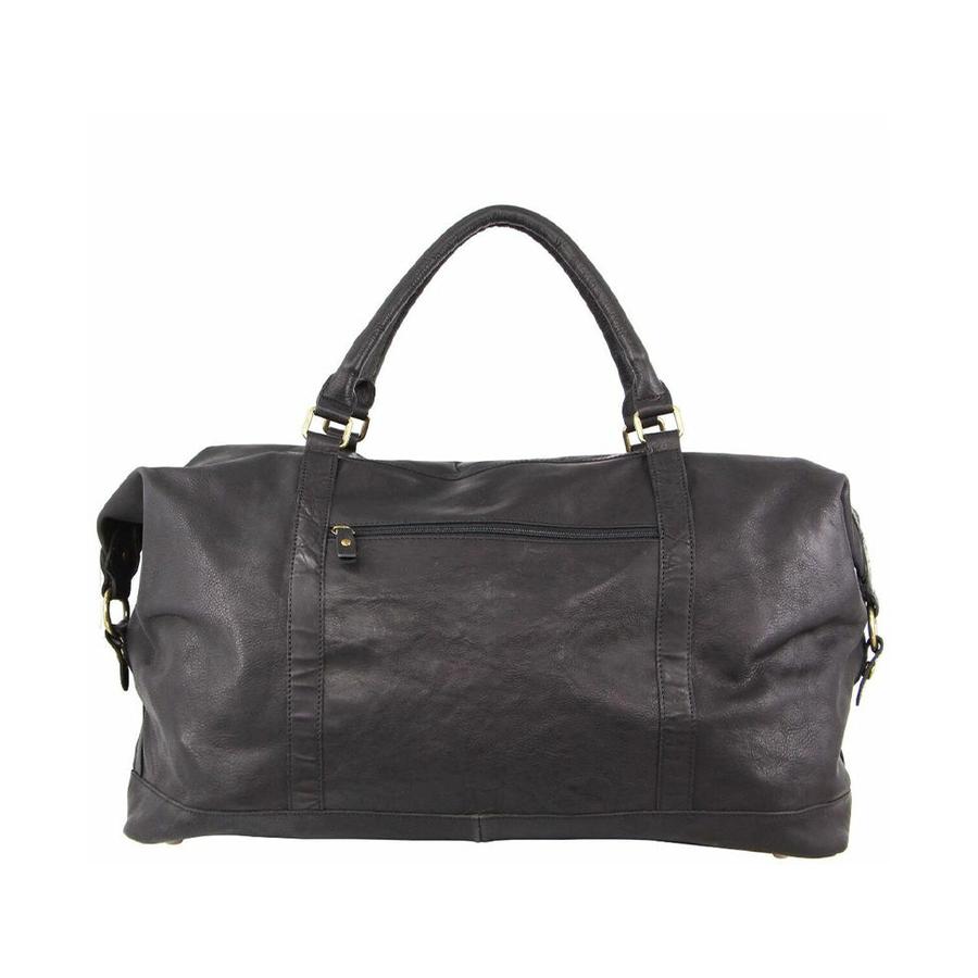 Pierre Cardin Andie Rustic Leather Overnight Duffle Bag Black Black