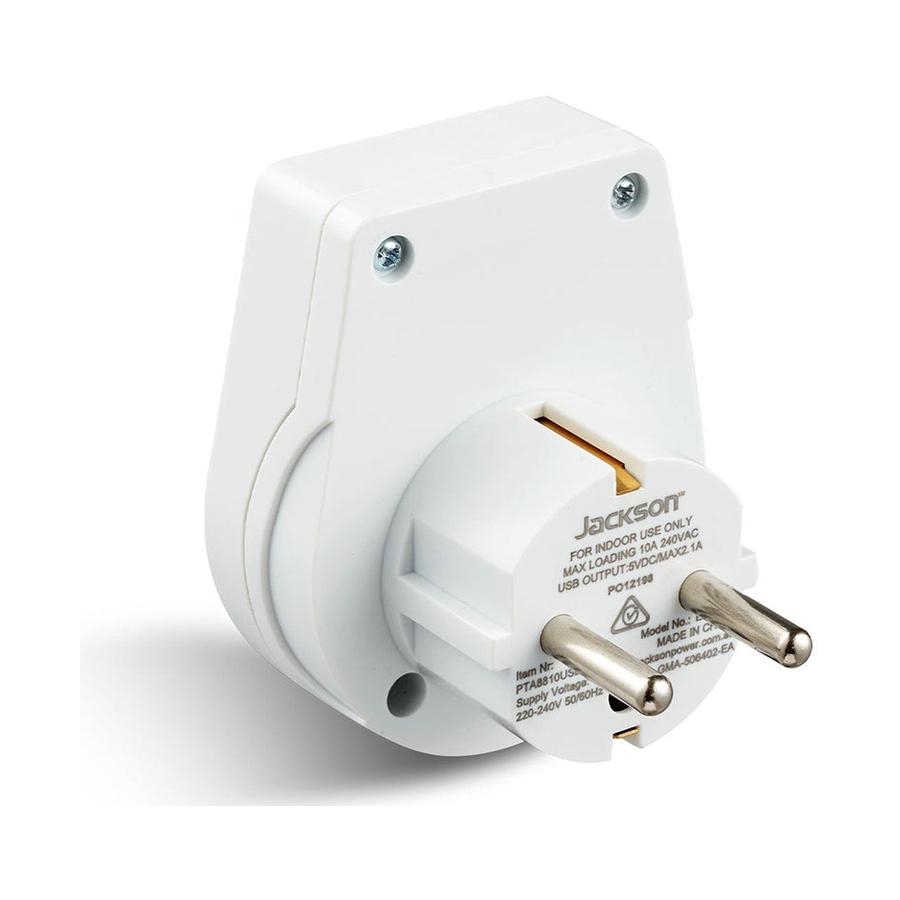 Jackson Outbound Slim Travel Adapter - EU & Bali White White