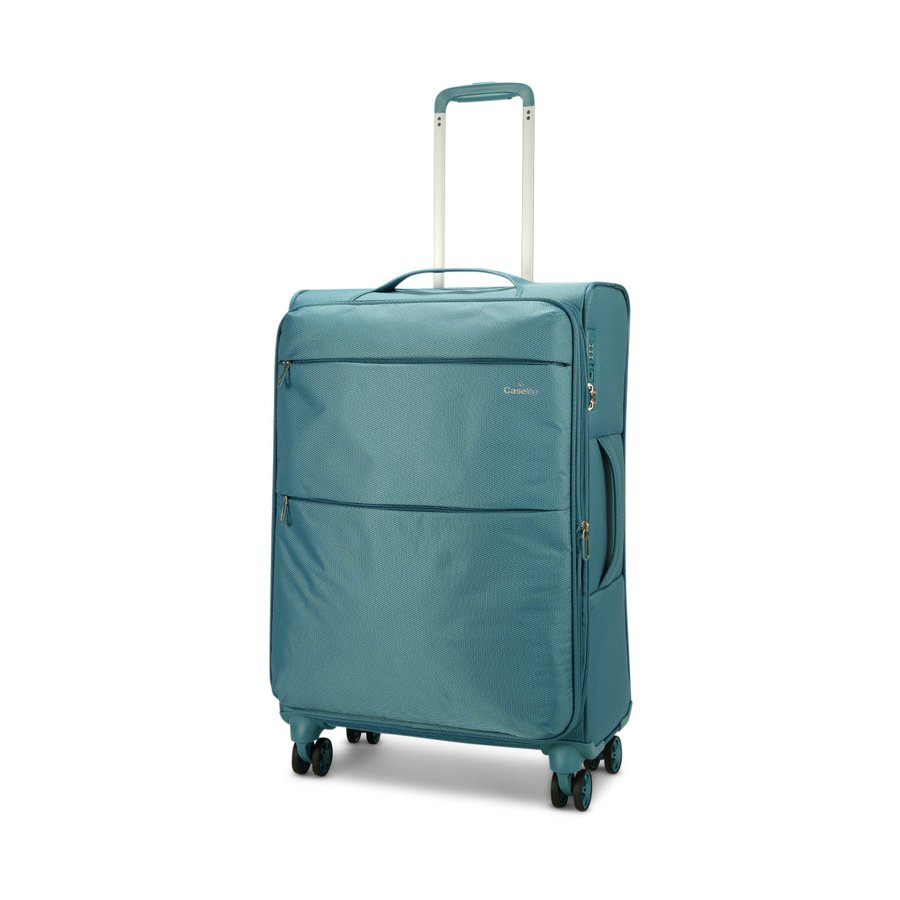 Caselite Ultra 69cm Softside Checked Suitcase & Laptop Bag Set Teal Teal