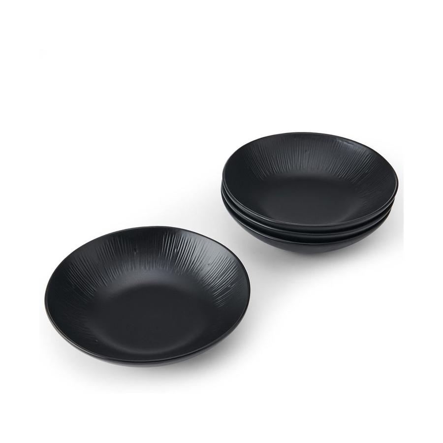Mikasa Jardin Midnight 20cm Stoneware Pasta Bowls (Set of 4) Black Black