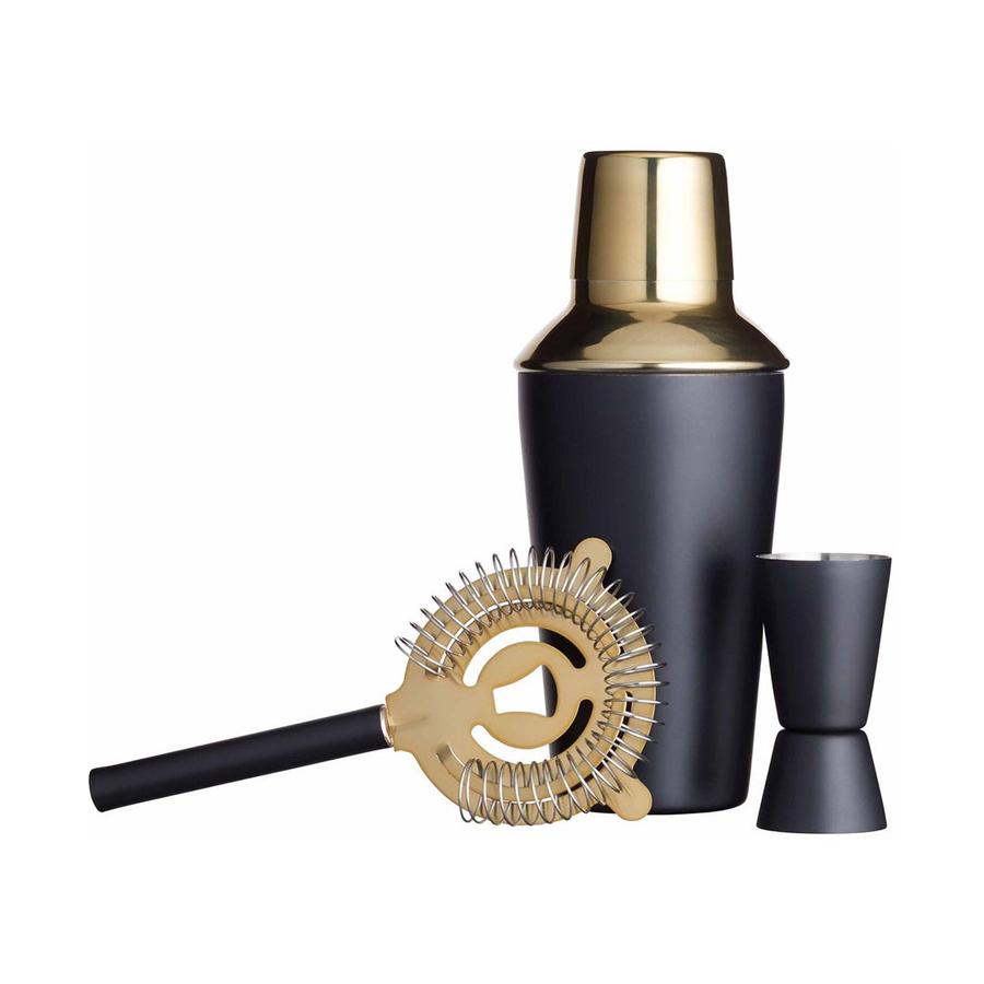 Barcraft Cocktail 3 Piece Set Black Black