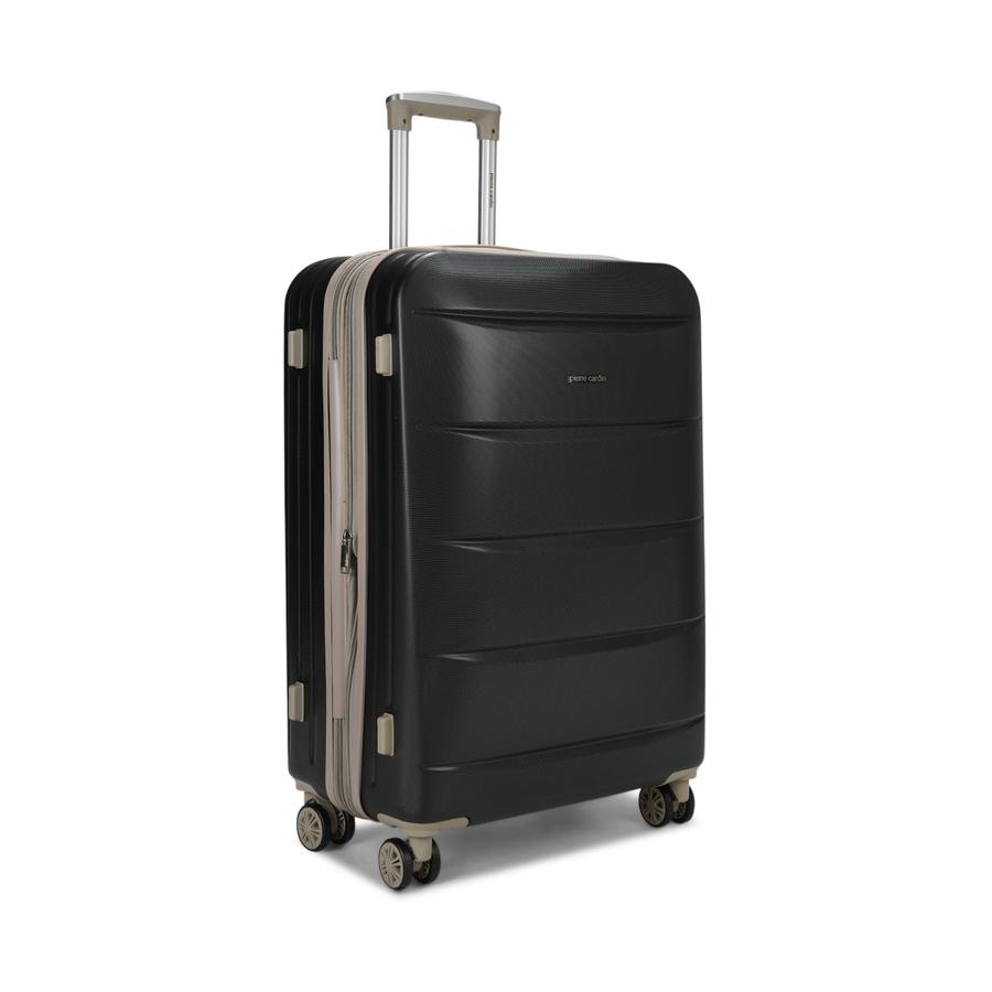 Pierre Cardin Marino 70cm Hardside Checked Suitcase Black Black