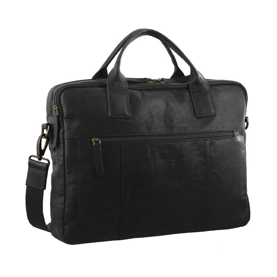 Pierre Cardin Camden Rustic Leather 15" Laptop Bag Black Black