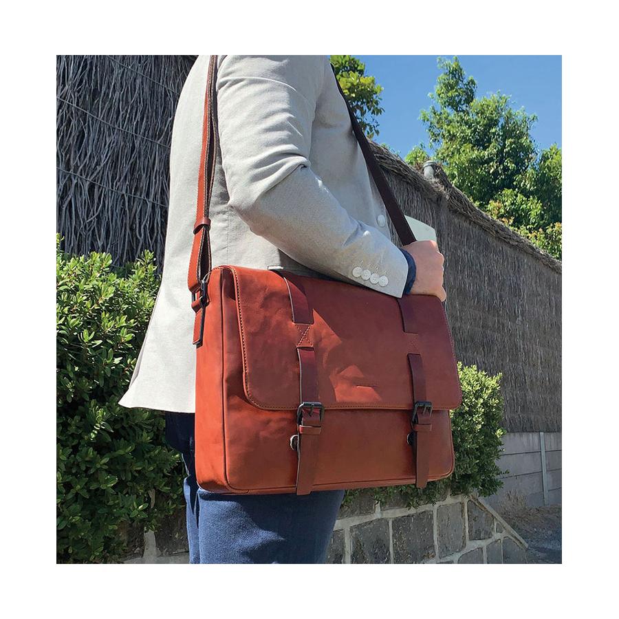 Pierre Cardin Mateo Italian Leather 15" Laptop Bag Cognac Cognac