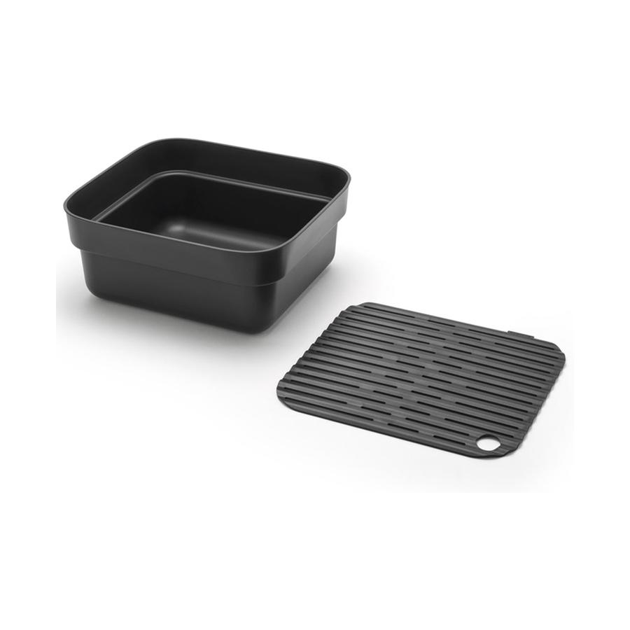 Brabantia Washing Up Bowl with Drying Tray Dark Grey Dark Grey