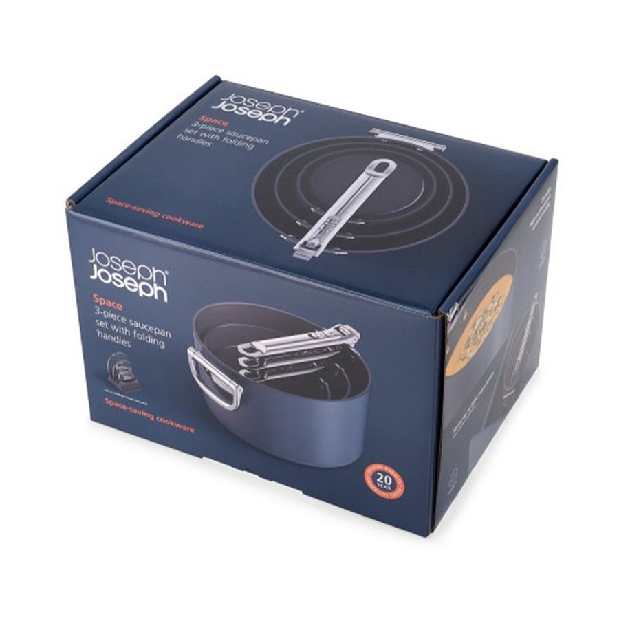 Joseph Joseph Space 3 Piece Non-Stick Saucepan Set Midnight Blue Midnight Blue