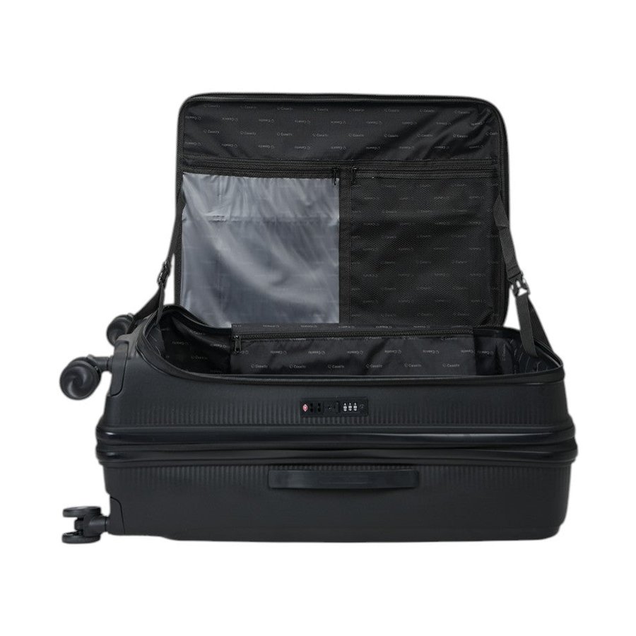Caselite Venture 76cm Top Open Hardside Checked Suitcase Black Black
