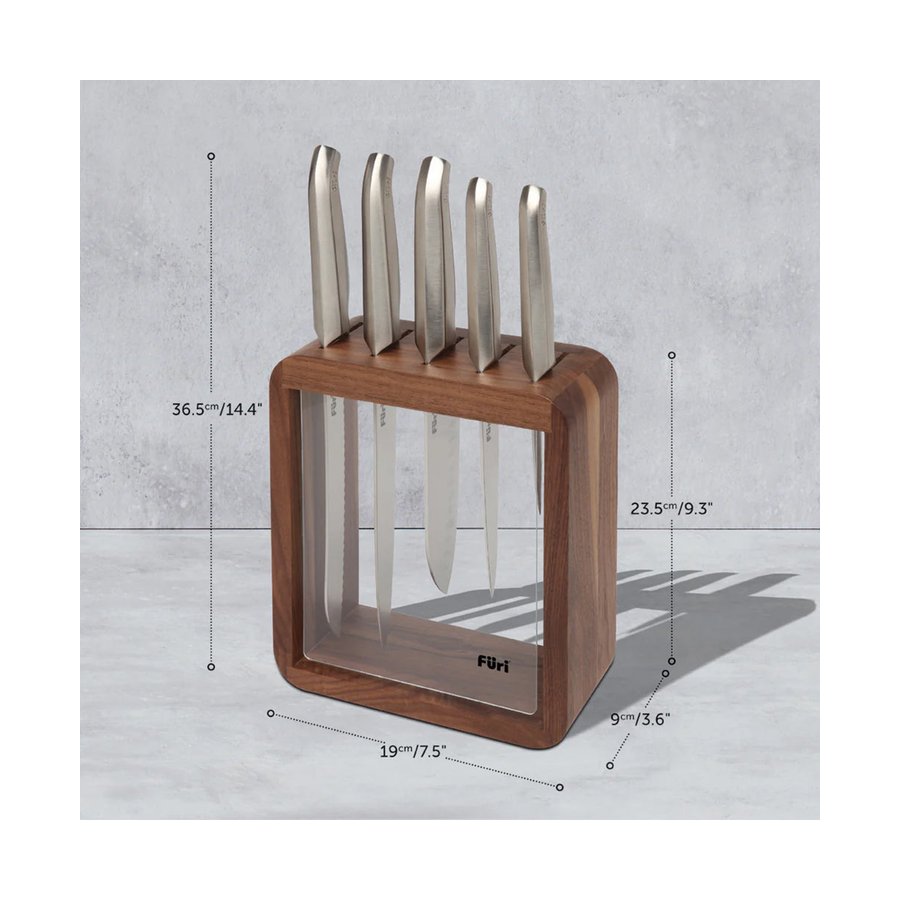 Furi Pro Vault Knife Block 6 Piece Set Black Black