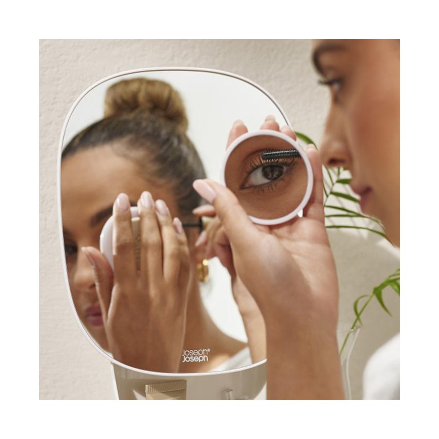 Joseph Joseph Viva Pedestal Mirror with Cosmetic Storage Cream Cream